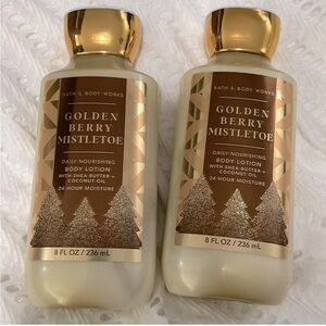Set of 2 NWT BBW Golden Berry Mistletoe lotion
